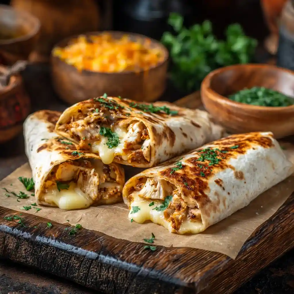 Cheesy Garlic Chicken Wraps