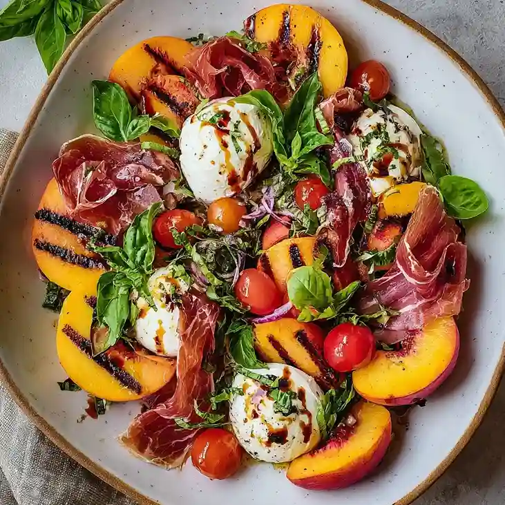 Grilled Nectarine Burrata Prosciutto Salad