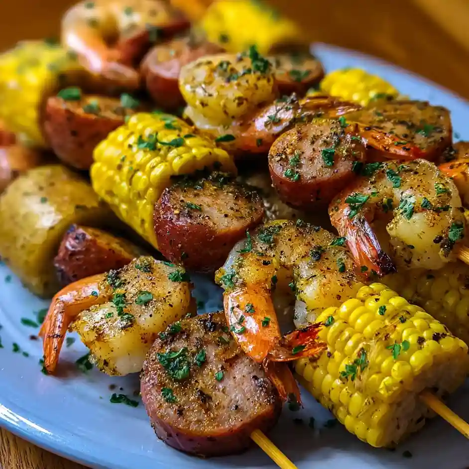 Grilled Seafood Boil Skewers