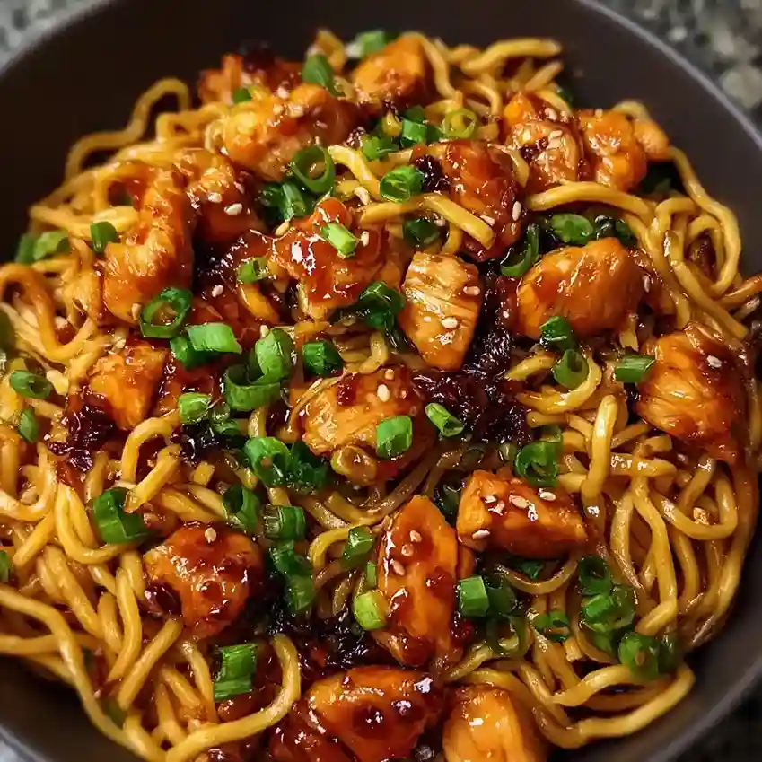 Sticky Garlic Chicken Noodles