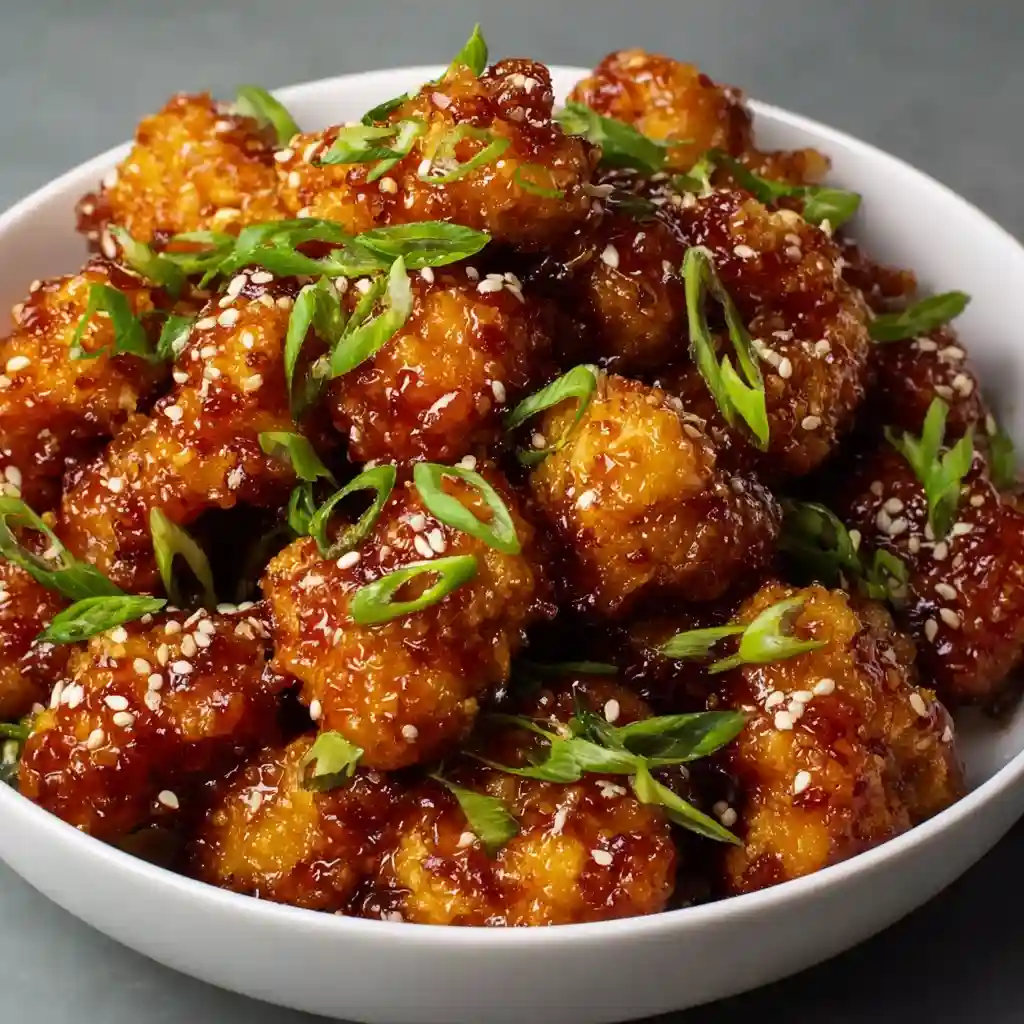Zippy’s Korean Chicken Bites with Green Onion Garnish