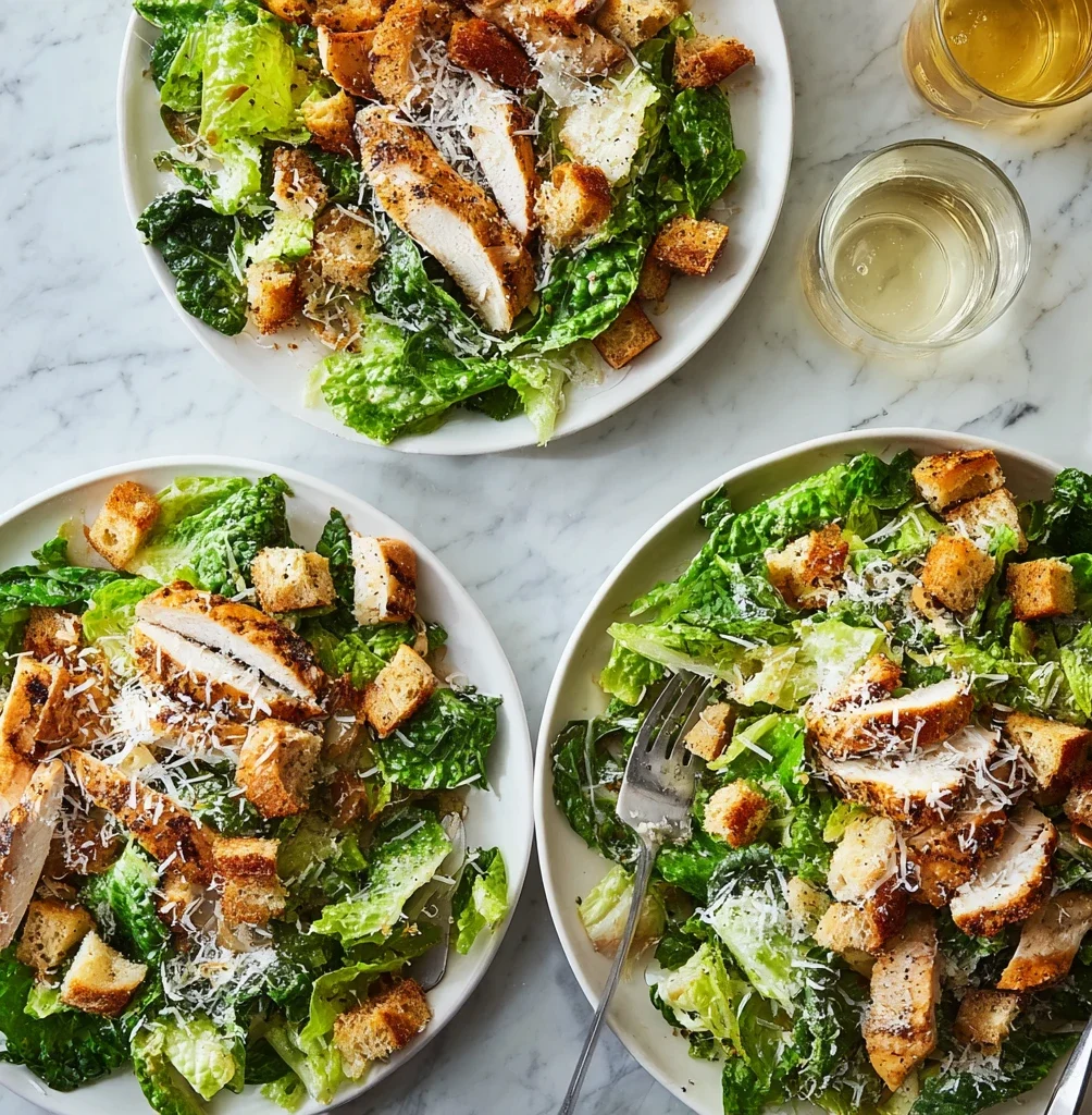 Chicken Caesar Salad Homemade Croutons