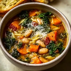 Cozy Comfort in a Bowl: Tuscan Fagioli Soup with Kale and Crusty Bread