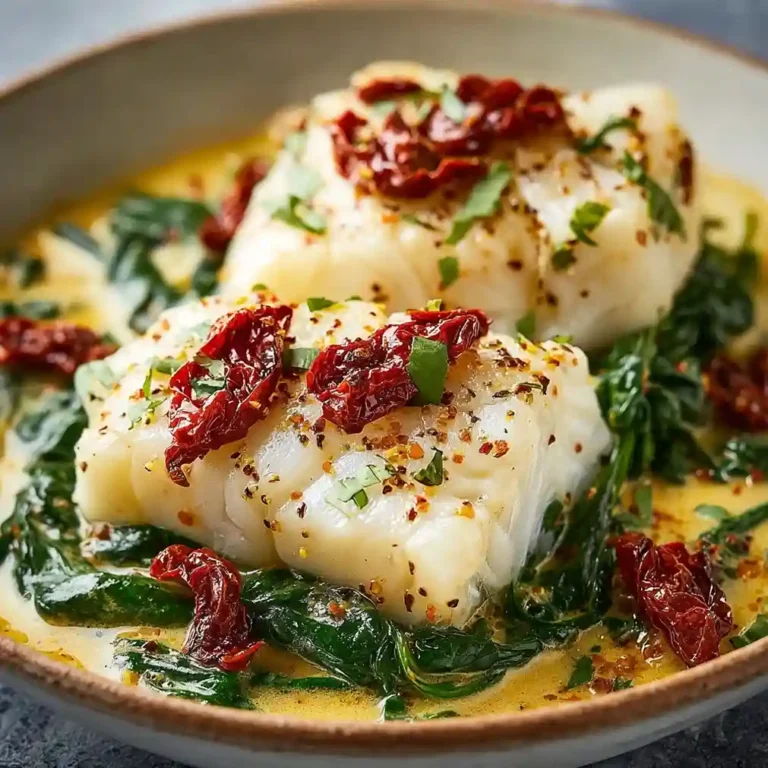 Creamy Keto Tuscan Cod with Spinach and Sun-Dried Tomatoes Bliss