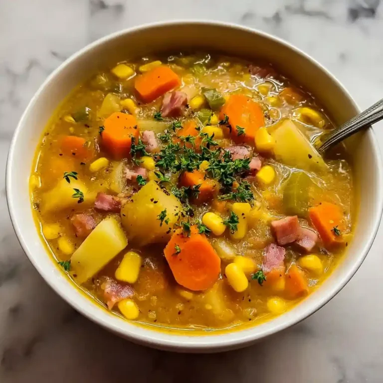 Leftover Ham Bone Soup with Potatoes and Corn