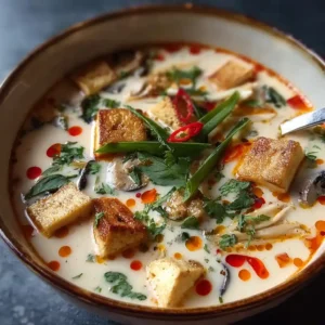 Thai Spicy Coconut Soup with Tofu and Bamboo Shoots