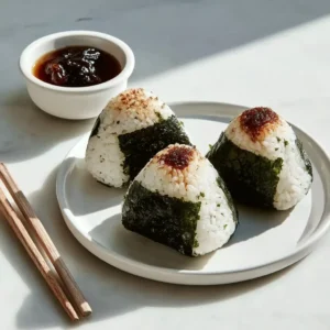 Vegan Onigiri with Umeboshi and Nori Wrapping