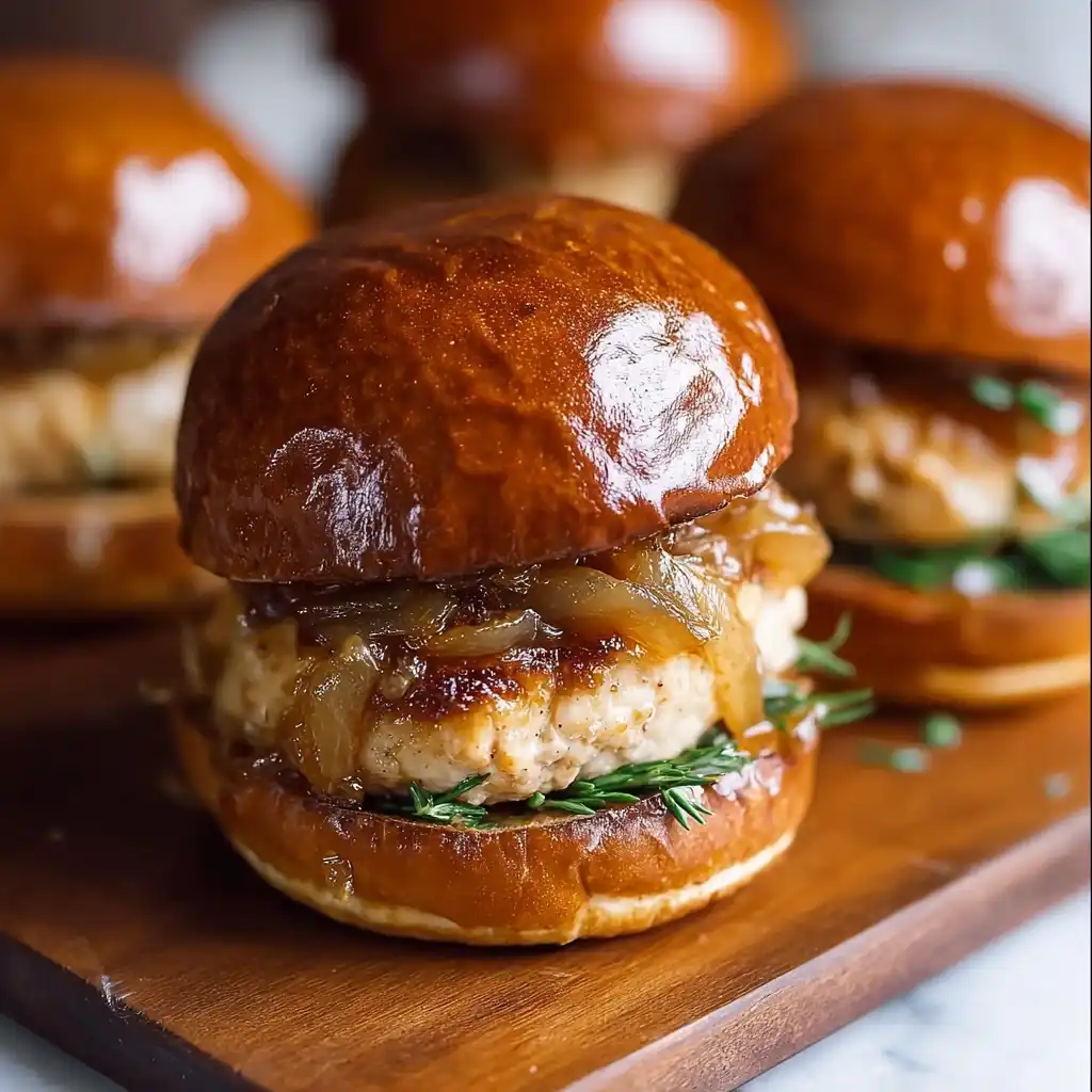 Juicy Apple Butter Onion Chicken Burgers