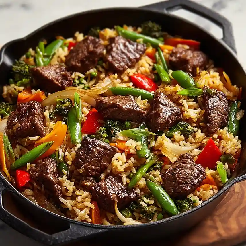 Master Garlic Butter Beef and Rice Skillet