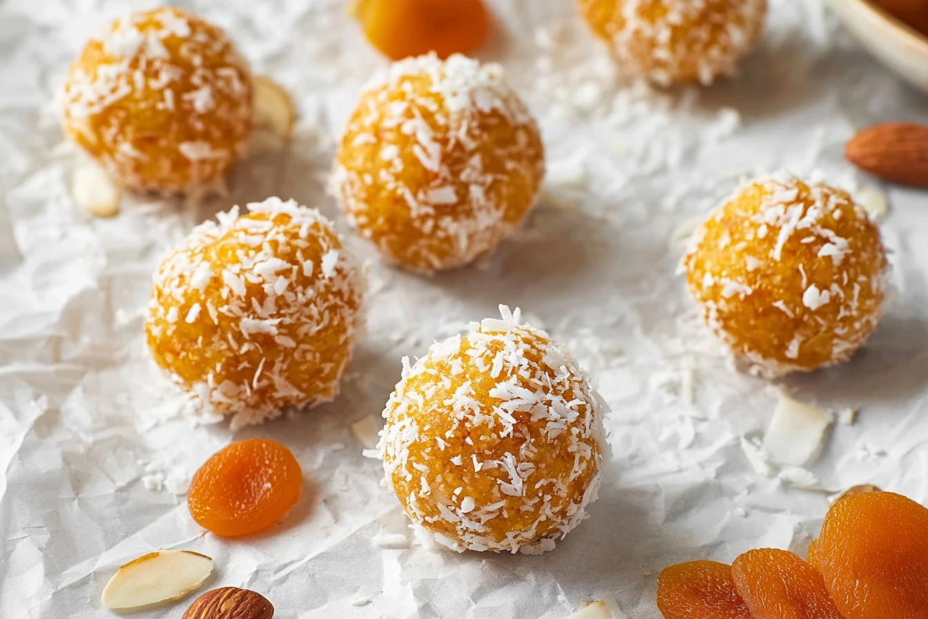 Coconut Apricot Balls Recipe Homemade Coconut Apricot Balls Vegan Coconut Apricot Balls Gluten-free Coconut Apricot Snack ...