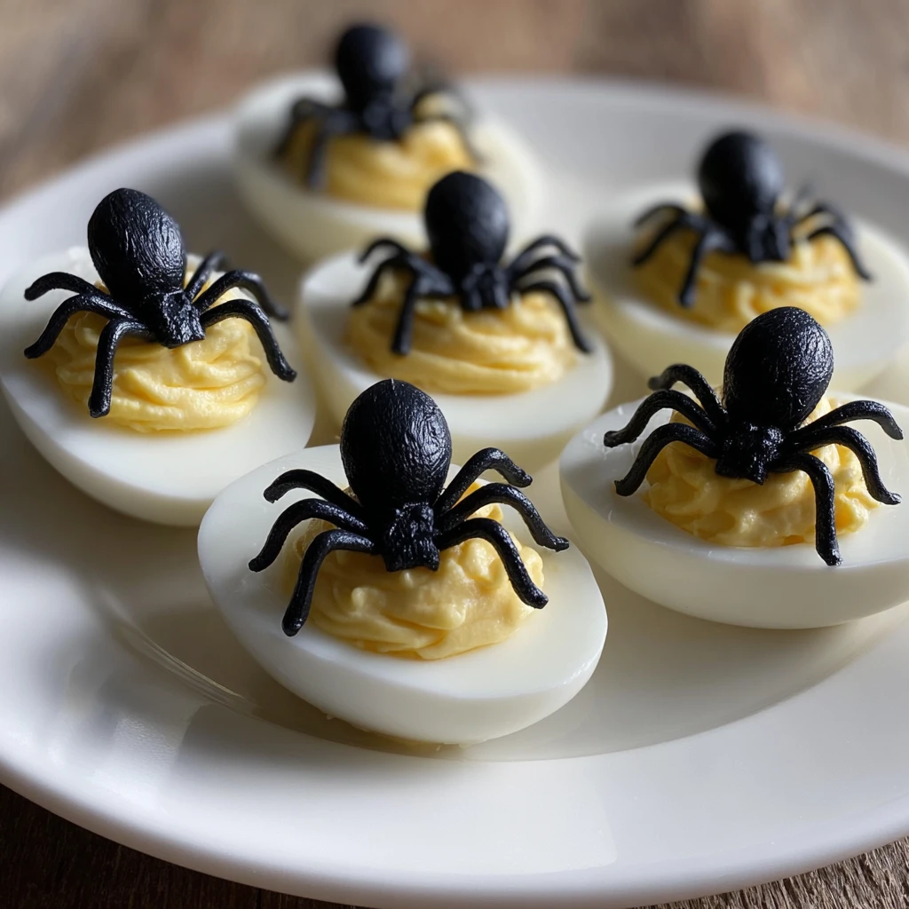Creepy 30-Minute Spooky Deviled Eggs With Spider Olives Creepy 30minute Spooky Deviled Eggs Spider Olives