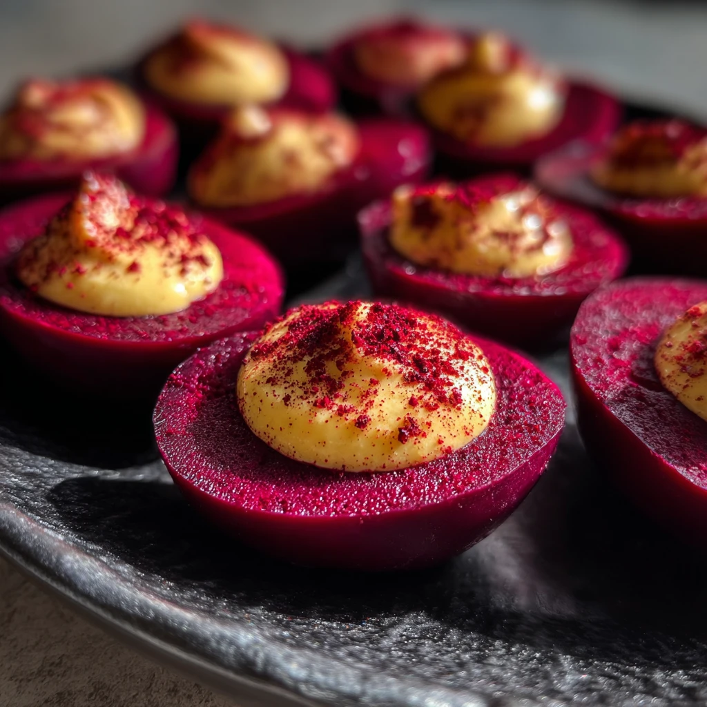Creepy Beet Dyed Deviled Eggs: 3 Spooky Tricks For Halloween Creepy Beet Dyed Deviled Eggs Spooky Tricks