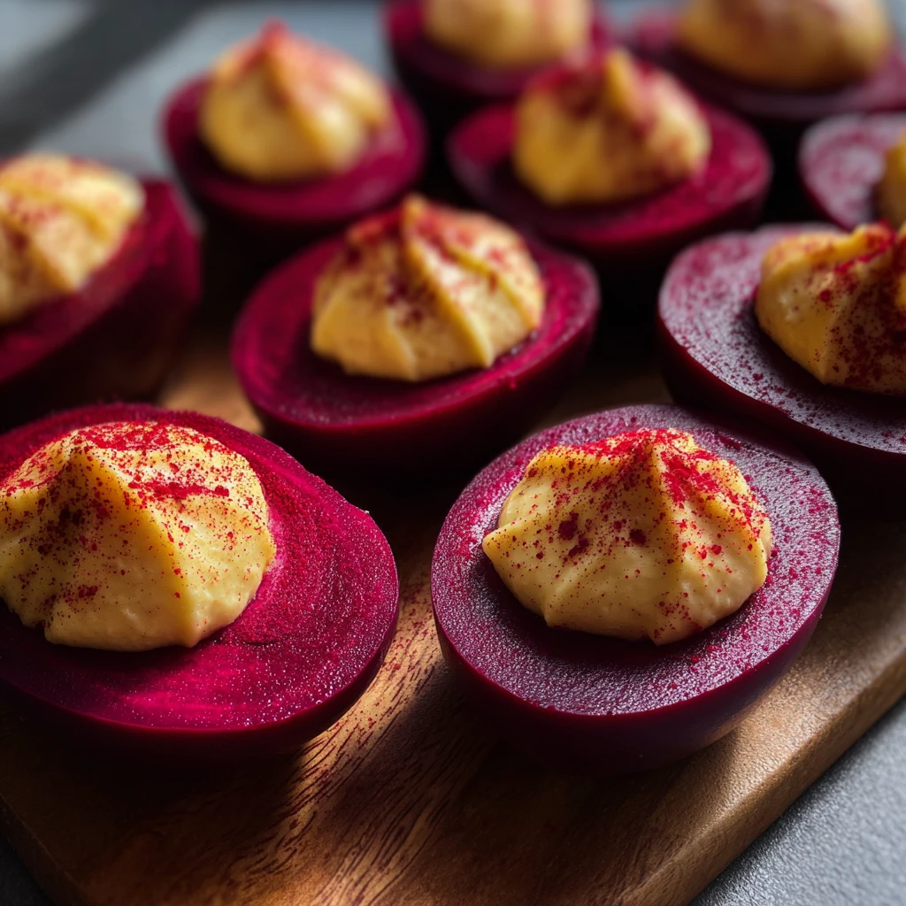 Creepy Beet Dyed Deviled Eggs: 3 Spooky Tricks for Halloween