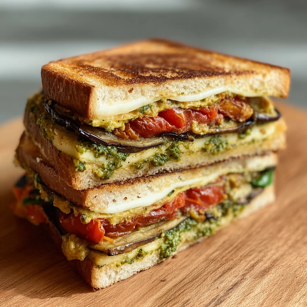 Crispy Eggplant Focaccia Sandwich With Creamy Walnut Pesto Crispy Eggplant Focaccia Sandwich Creamy Walnut Pesto