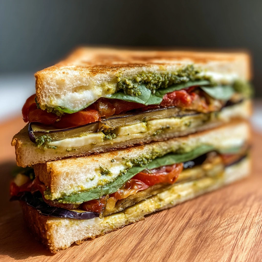 Crispy Eggplant Focaccia Sandwich With Creamy Walnut Pesto Crispy Eggplant Focaccia Sandwich Creamy Walnut Pesto