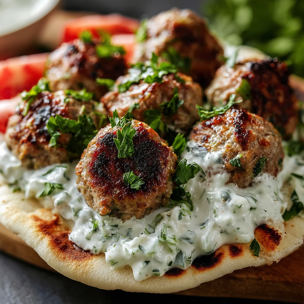 Delicious Greek Turkey Meatball Gyro with Tzatziki Recipe
