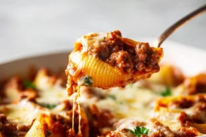 Lasagna Stuffed Shells (Ricotta, Spinach, Meat Sauce)
