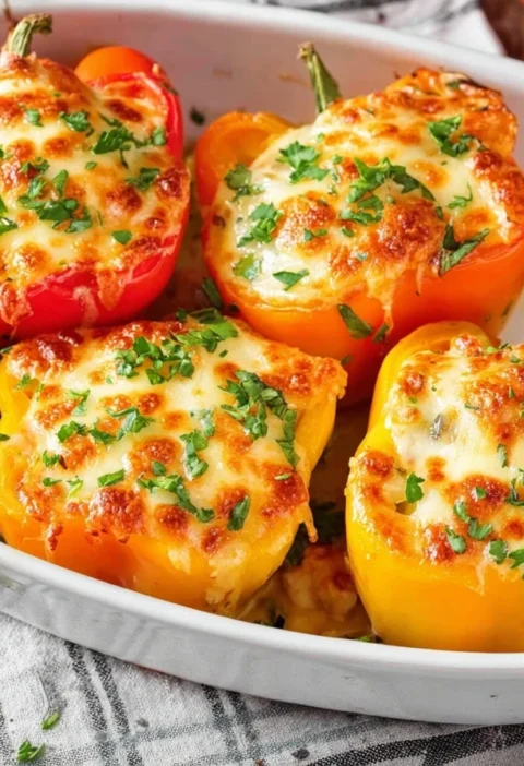 Low Carb Chicken Stuffed Peppers Recipe Keto Chicken Stuffed Bell Peppers Healthy Chicken Stuffed Peppers No Carbs Easy Lo...