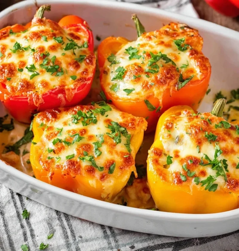 Low Carb Chicken Stuffed Peppers Recipe Keto Chicken Stuffed Bell Peppers Healthy Chicken Stuffed Peppers No Carbs Easy Lo...
