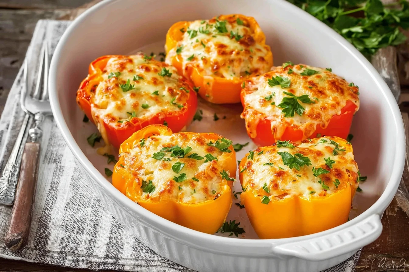 Low Carb Chicken Stuffed Peppers Recipe Keto Chicken Stuffed Bell Peppers Healthy Chicken Stuffed Peppers No Carbs Easy Lo...