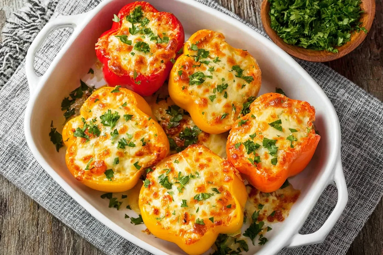 Low Carb Chicken Stuffed Peppers Recipe Keto Chicken Stuffed Bell Peppers Healthy Chicken Stuffed Peppers No Carbs Easy Lo...