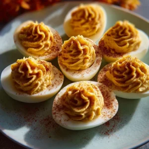 Pumpkin Inspired Deviled Eggs: 6-Ingredient Fall Magic