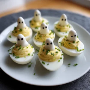 Spooky Ghostly Deviled Eggs with Chives That Wow