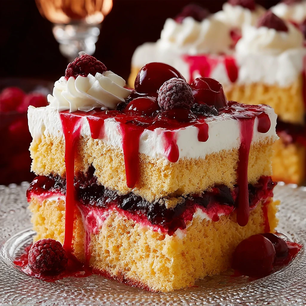 Vampire Poke Cake With Cherry ‘Blood’ Sauce For Spooky Fun Vampire Poke Cake Cherry Blood Sauce Spooky