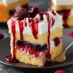 Vampire Poke Cake with Cherry ‘Blood’ Sauce for Spooky Fun
