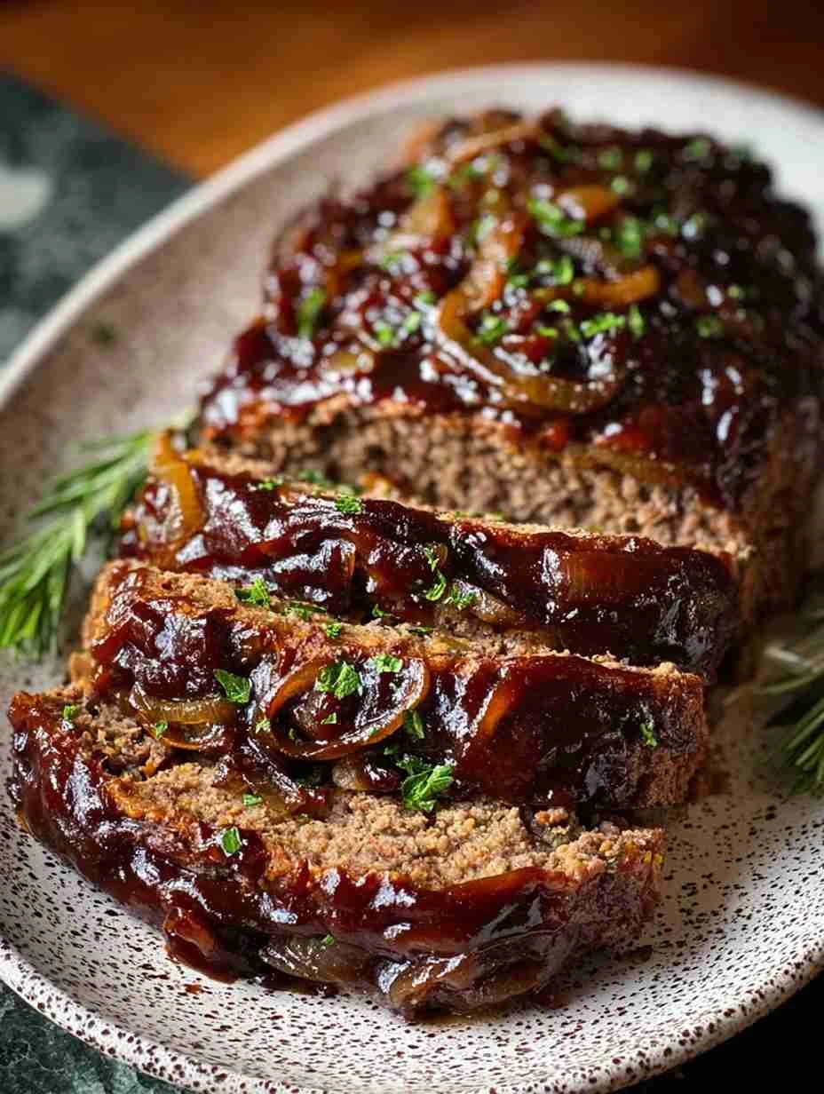 Balsamic Glazed Meatloaf Recipe Christmas Christmas Meatloaf With Caramelized Onions Holiday Comfort Food Balsamic Meatloa...