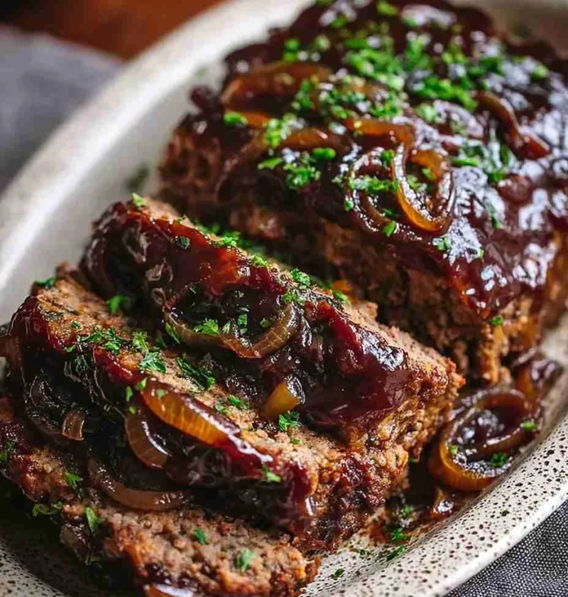 Balsamic Glazed Meatloaf Recipe Christmas Christmas Meatloaf With Caramelized Onions Holiday Comfort Food Balsamic Meatloa...