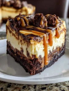 Irresistible Caramel Brownie Cheesecake in 3 Layers