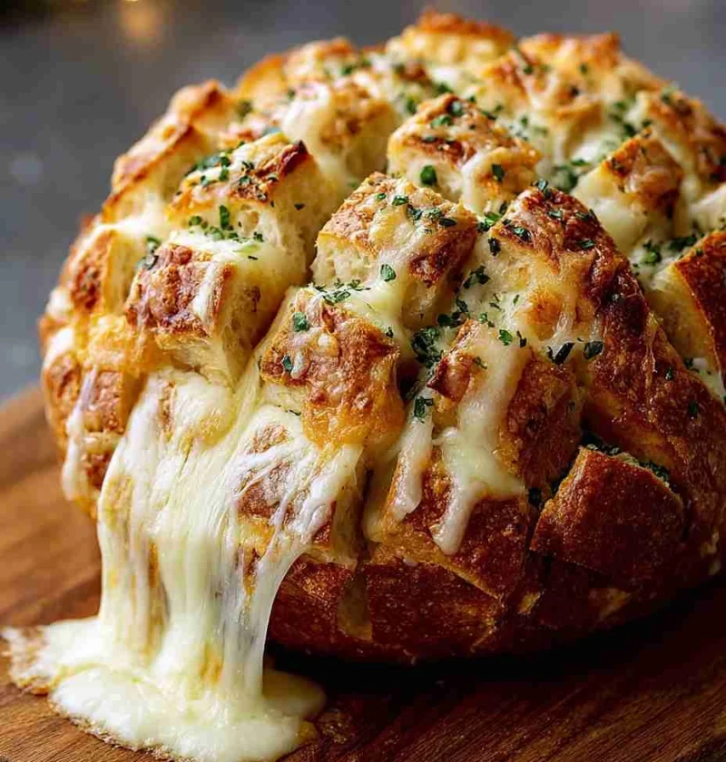 Best Cheesy Garlic Bread Recipe Easy Pull-apart Garlic Bread Cheesy Garlic Loaf For Parties Homemade Cheesy Garlic Bread T...