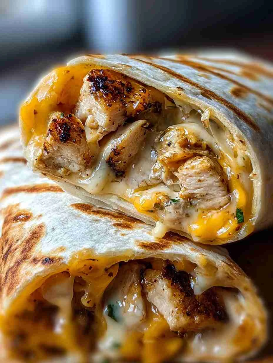 Cozy Cheesy Garlic Chicken Wraps
