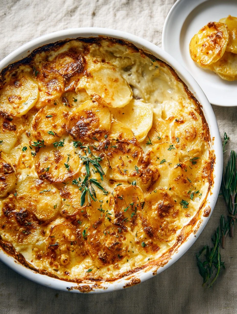 Golden Creamy Scalloped Potatoes - Thanksgiving Side Dish Recipe