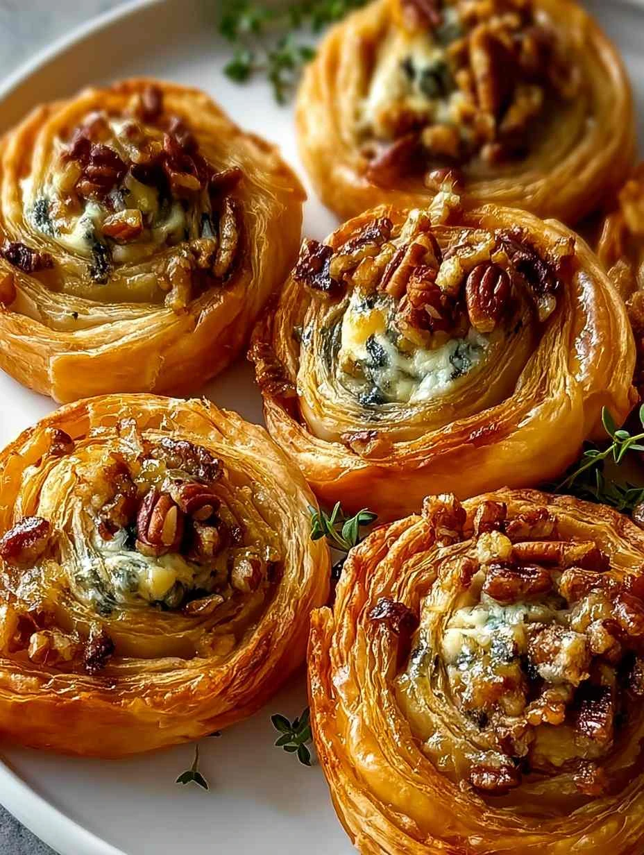 Blue Cheese, Walnut, and Thyme Pull Apart Puff Pastry Twirl Delight