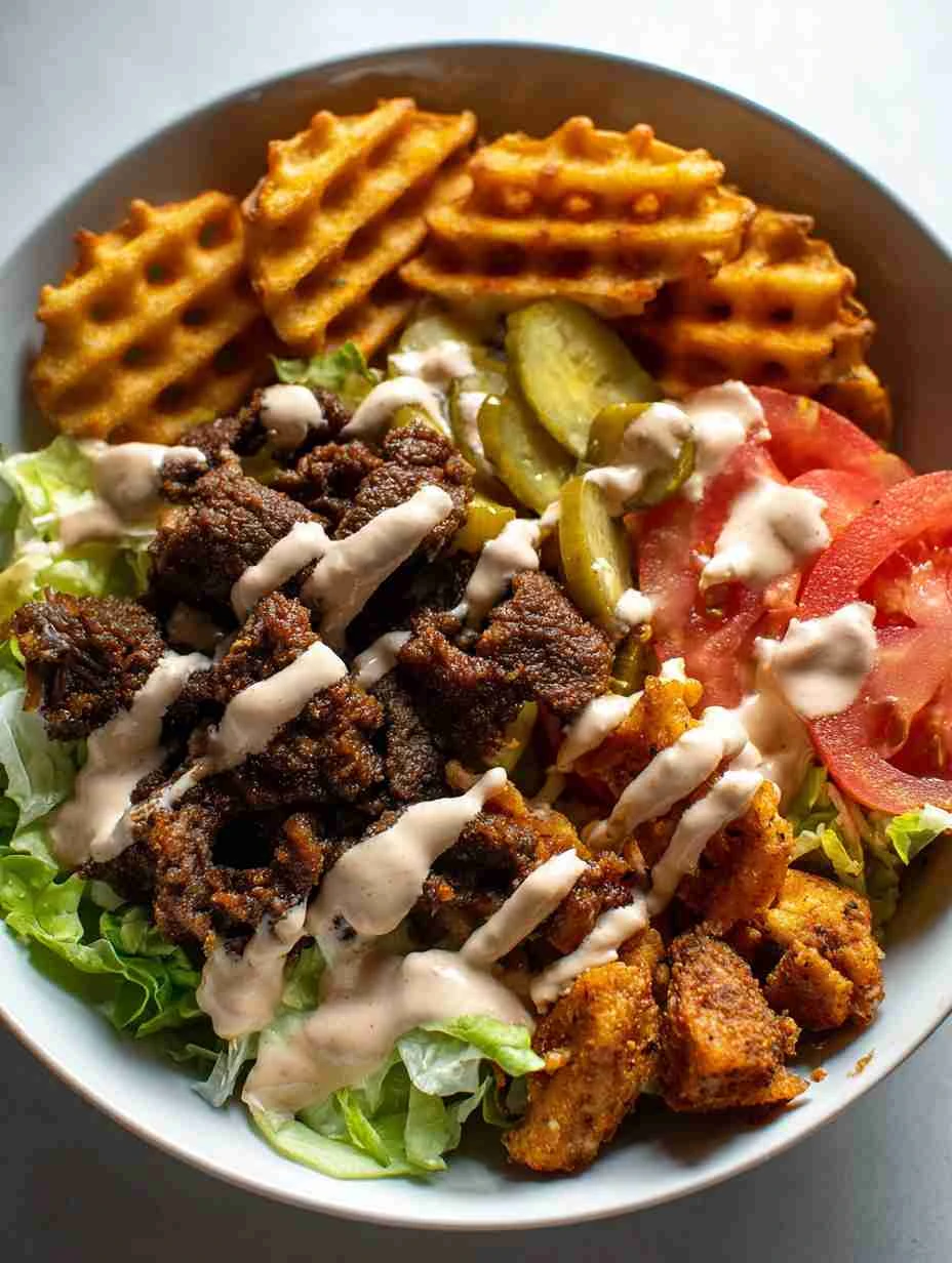 Burger Bowls with House Sauce and Ranch Fries