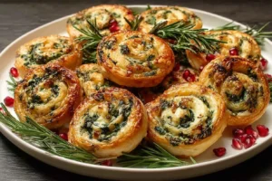 Festive Christmas Spinach Pinwheels with Puff Pastry: A Savory, Flaky, Cheesy Favorite