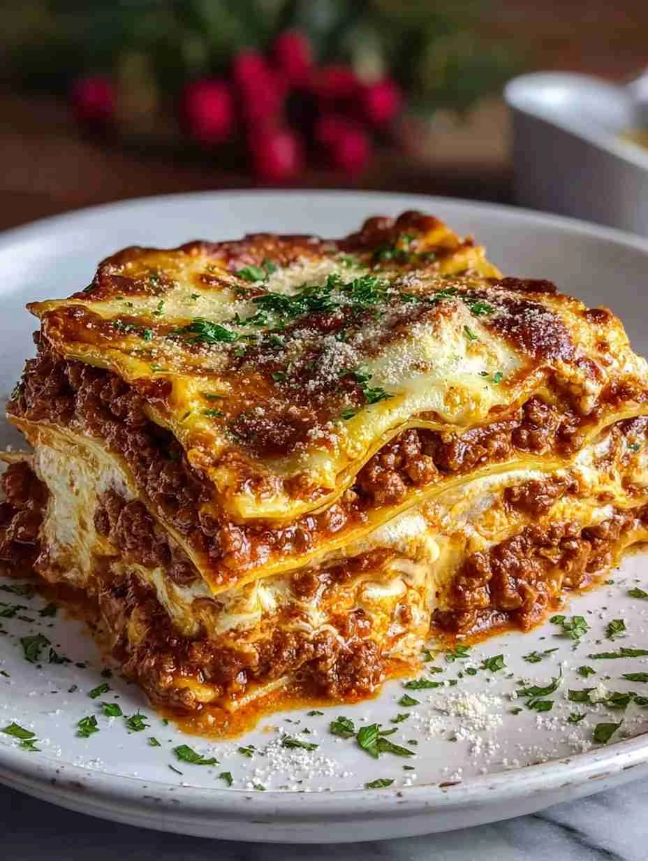 Classic Christmas Lasagna with Ricotta and Meat Sauce