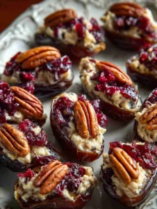 Cranberry Pecan Cream Cheese Stuffed Dates