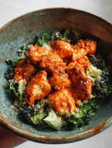 Crispy Buffalo Tofu with Caesar Salad