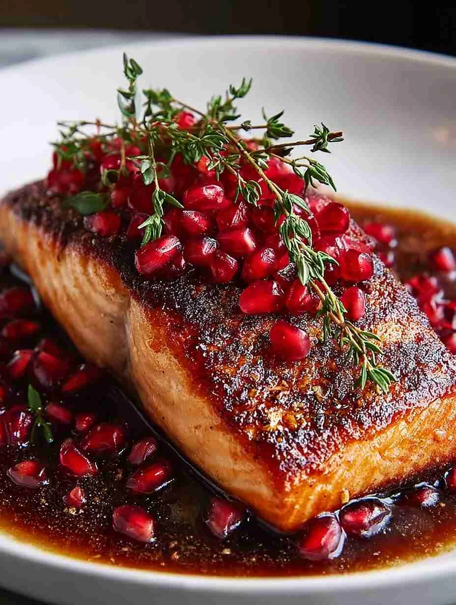 Crispy Salmon with Pomegranate Glaze - A Festive Christmas Dish