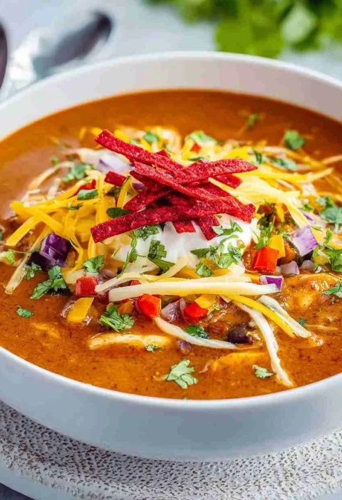 Easy Chicken Enchilada Soup Crock Pot Recipe Healthy Chicken Enchilada Soup Instant Pot Best Slow Cooker Chicken Enchilada...