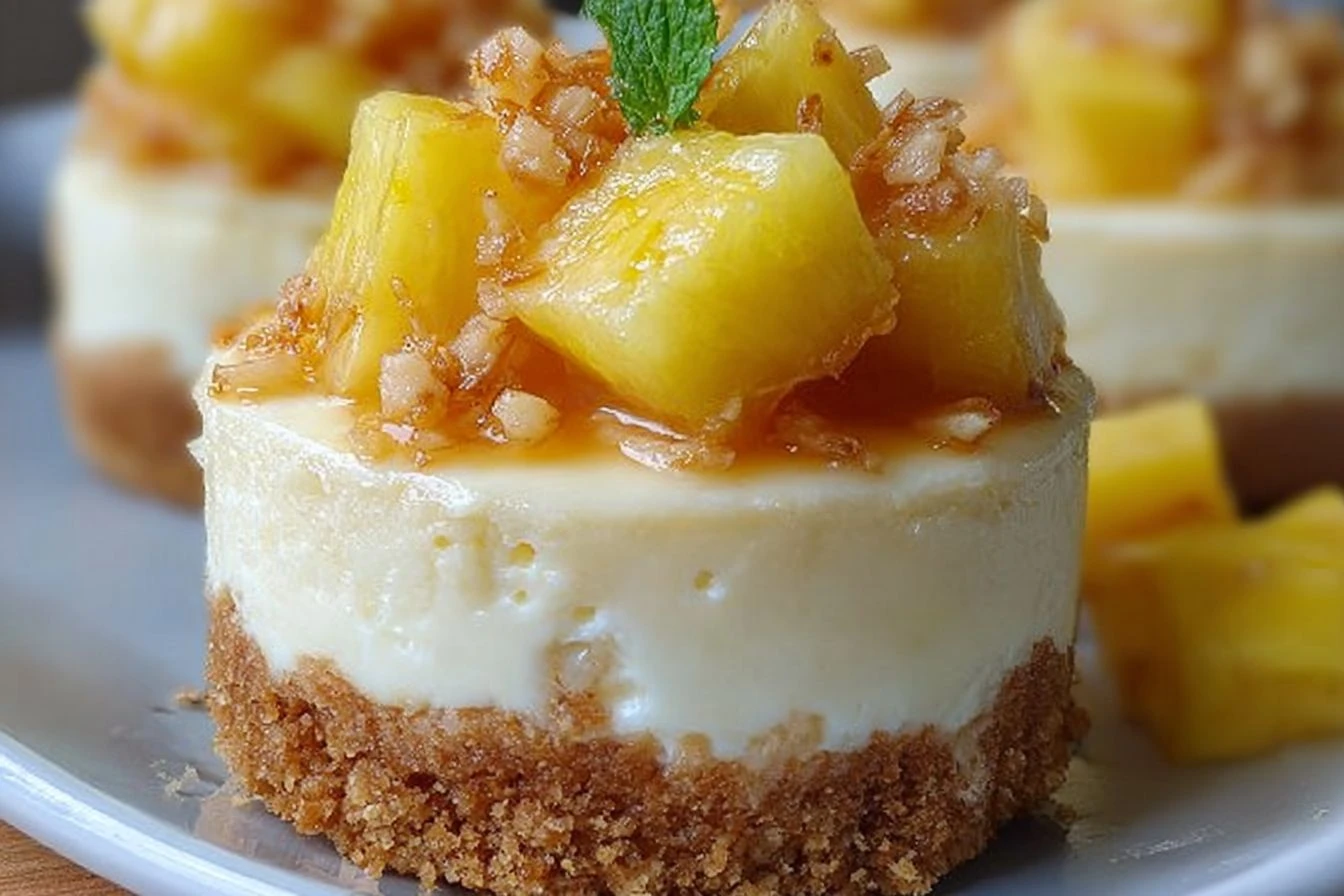 Easy Mini Pineapple Cheesecakes Recipe Condensed Coconut Milk Cheesecakes Tutorial Tropical Dessert Recipes For Summer Low...