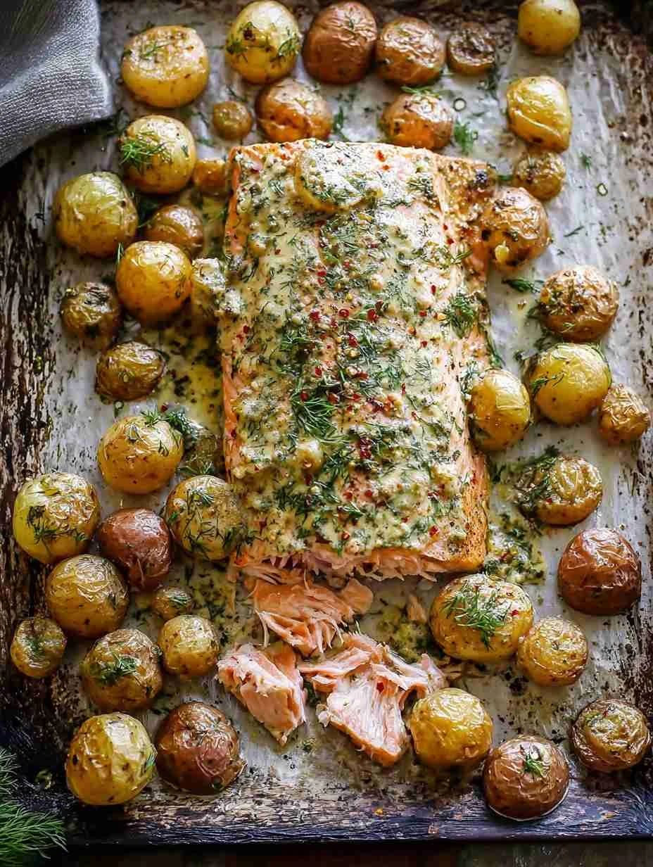 Easy Sheet Pan Salmon With Dill Potatoes Recipe Sheet Pan Salmon Dill Potatoes Dinner Ideas Best Salmon Sheet Pan Meal Wit...