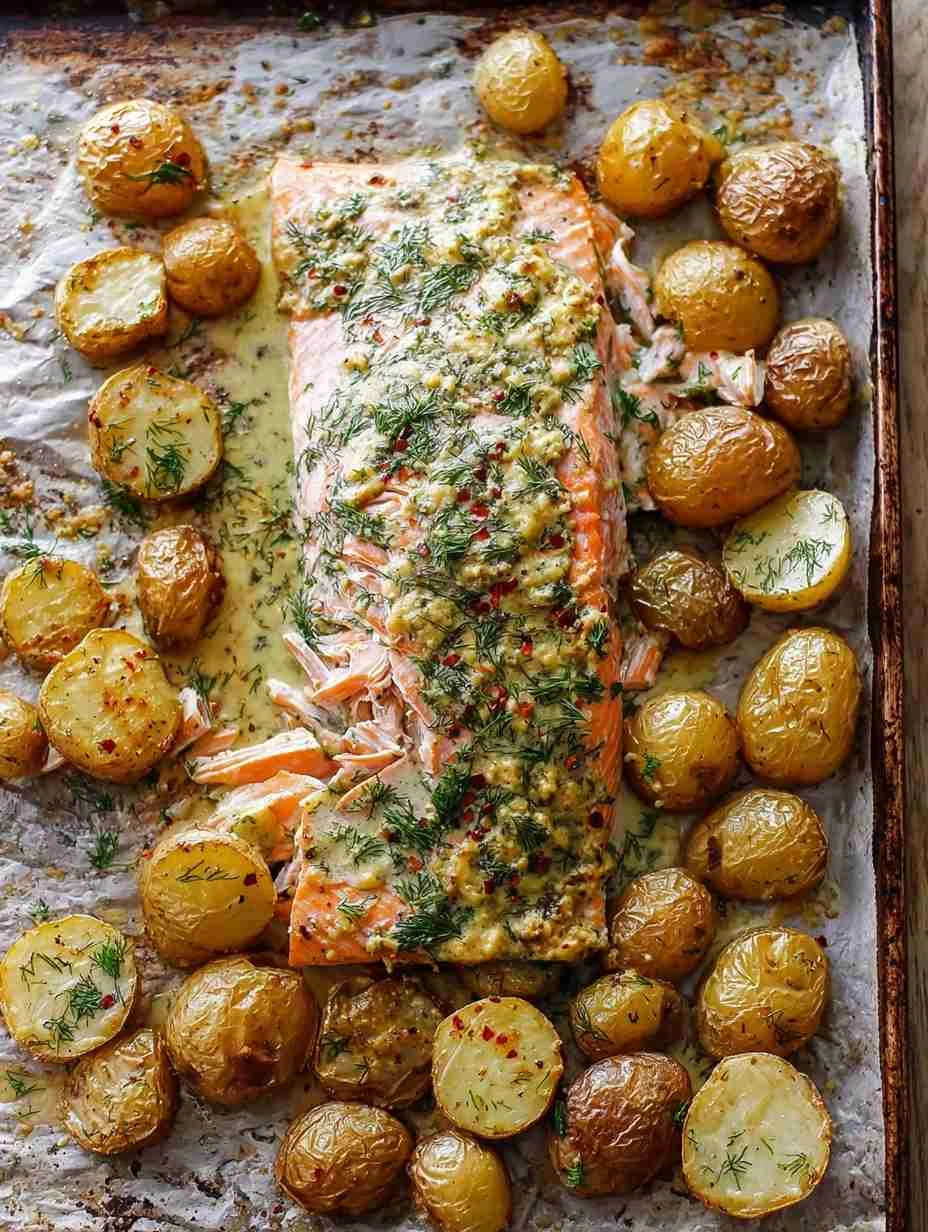 Sheet Pan Salmon with Dill Potatoes