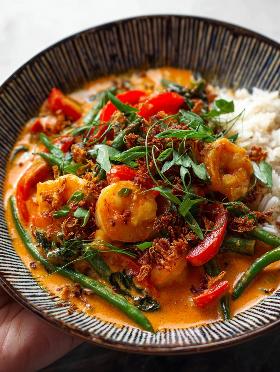 Thai Shrimp Curry with Yummy Shallot Crispies