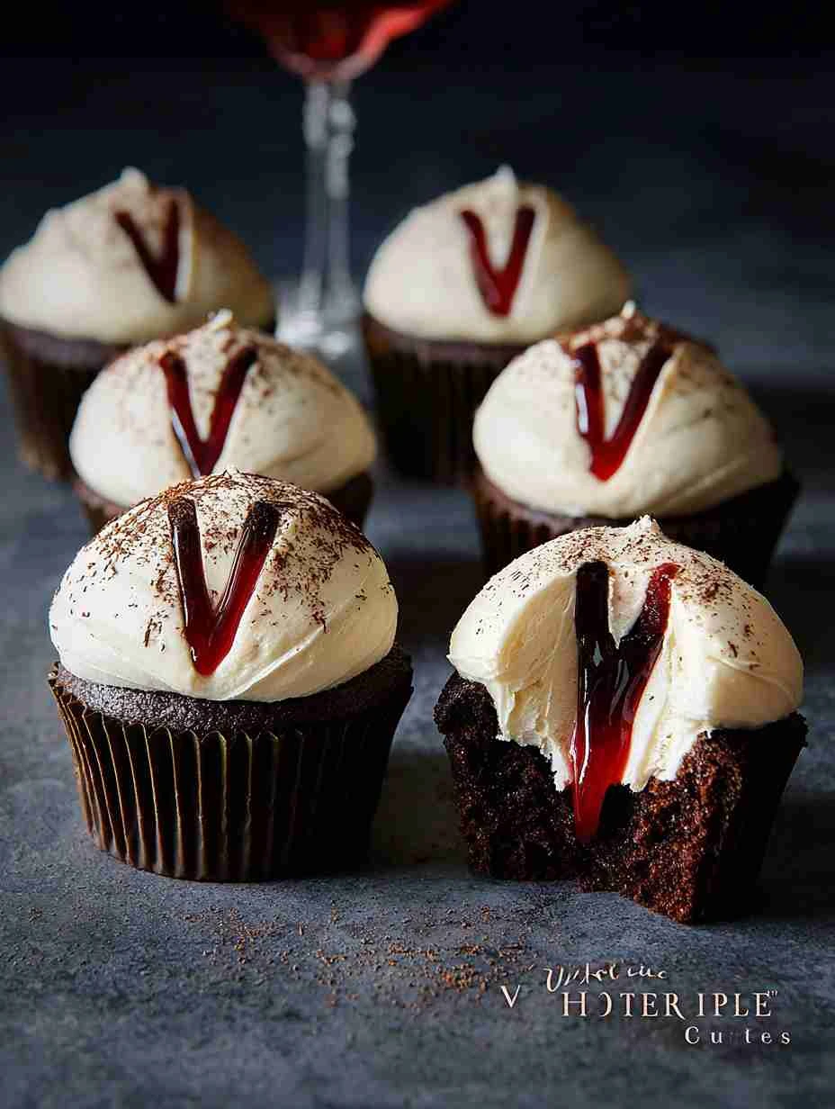 Halloween Vampire Bite Cupcakes