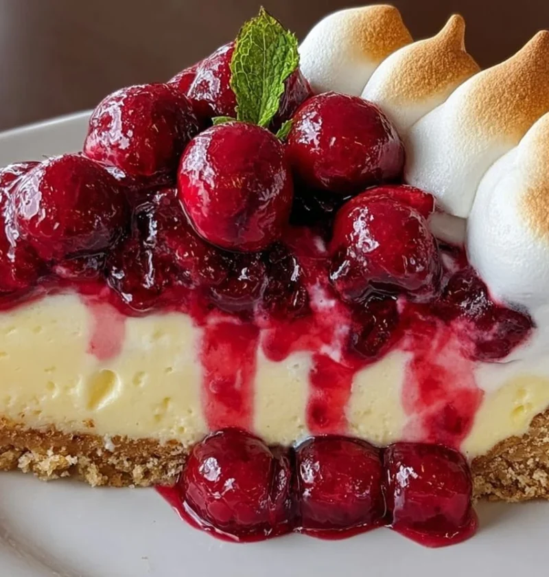 Heavenly Lemon Raspberry Meringue Cheesecake Recipe Best Creamy Raspberry Cheesecake Dessert Fruity Lemon Meringue Cheesec...