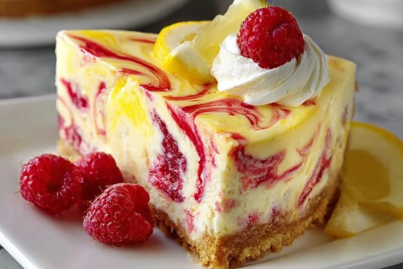 Luscious Lemon Raspberry Swirl Cheesecake – Creamy & Fruity Dessert Recipe